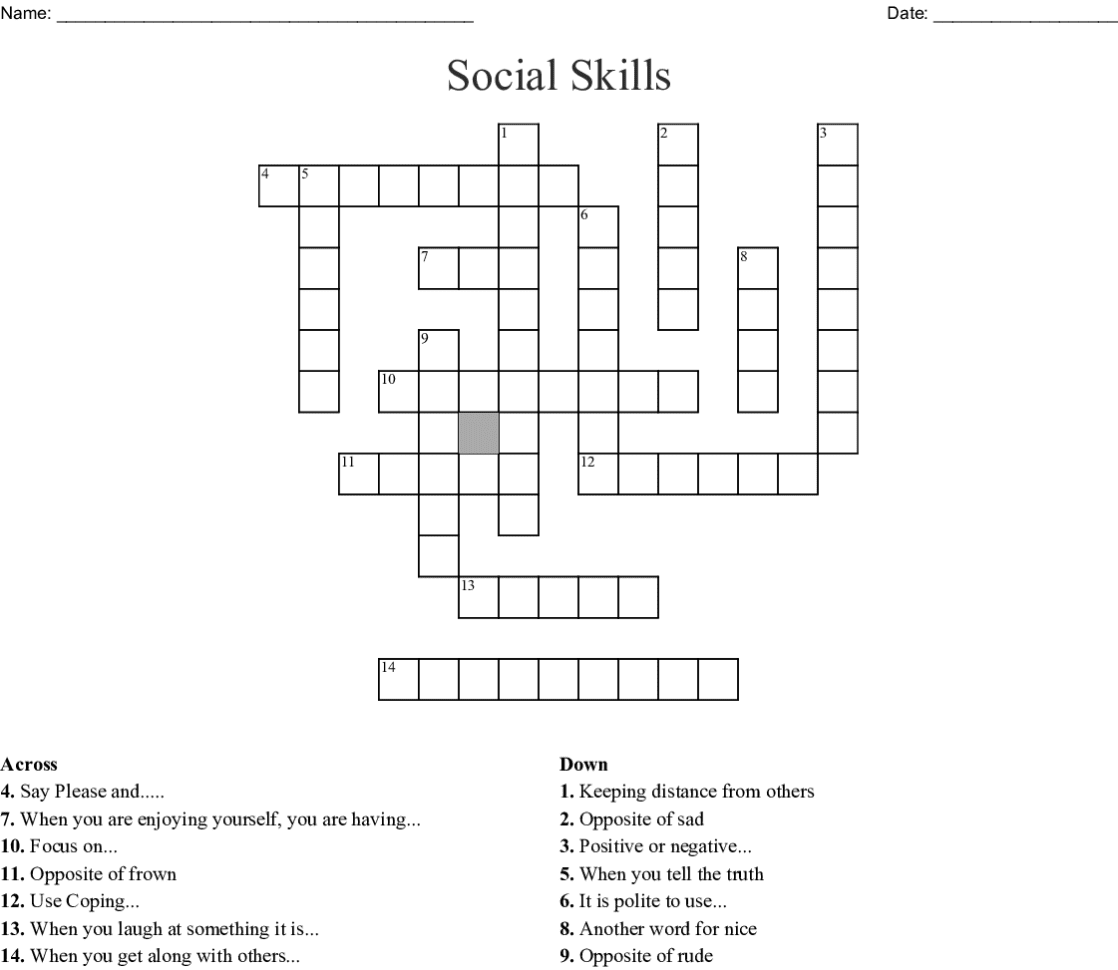 Social Skills And Friendship And Fun Word Search  Word