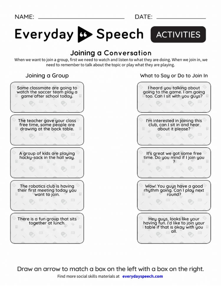 Social Skills Games  Everyday Speech  Everyday Speech