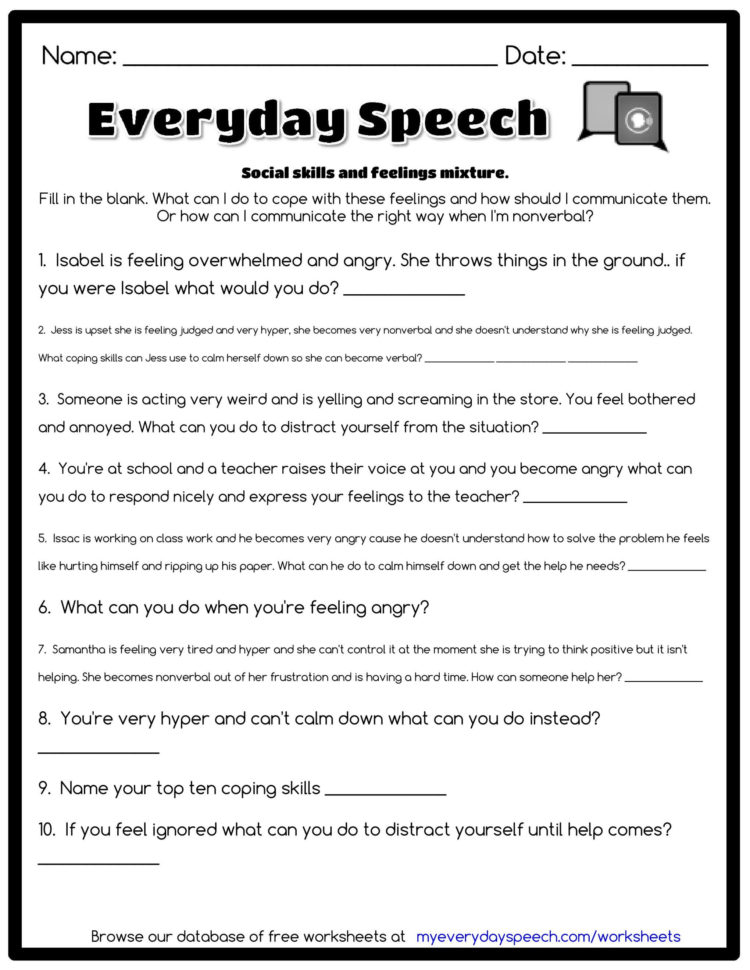 Social Skills Training Worksheets Adults  Lobo Black