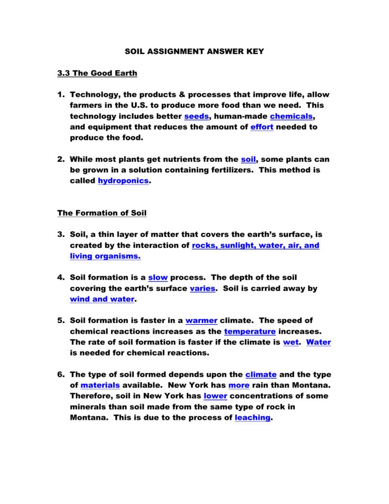 Soil Formation Worksheet Answers Db excel