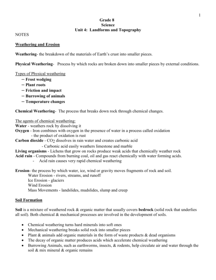 Soil Formation Worksheet