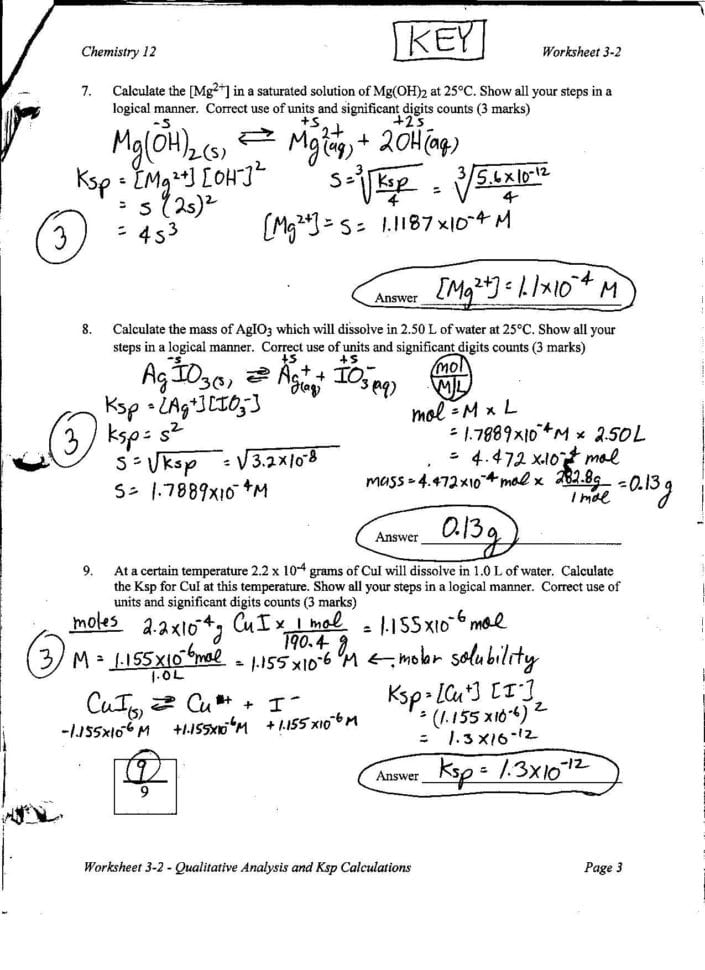 Solubility Curve Practice Problems Worksheet 1 Answers