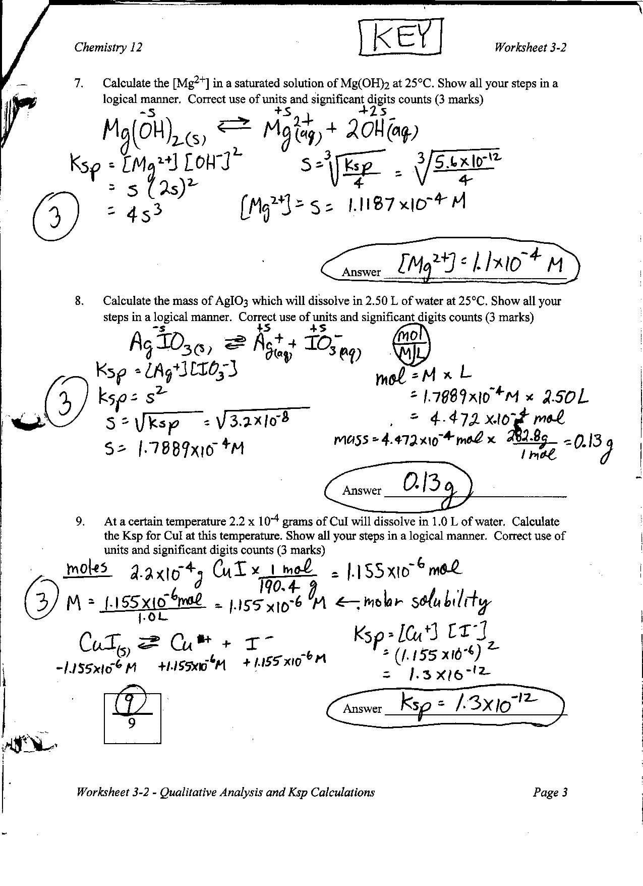 Solubility Curve Practice Problems Worksheet 1 Answers ...