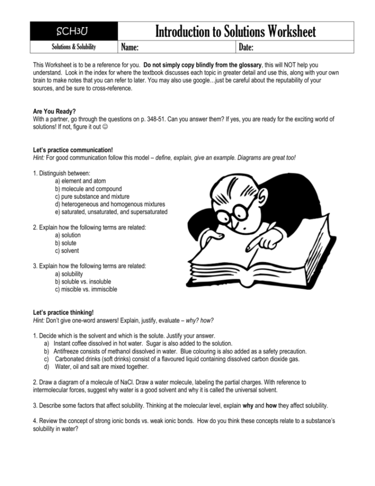 Solutions Intro Worksheet