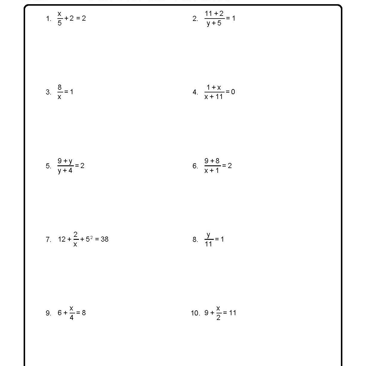 solve for x worksheets db excelcom