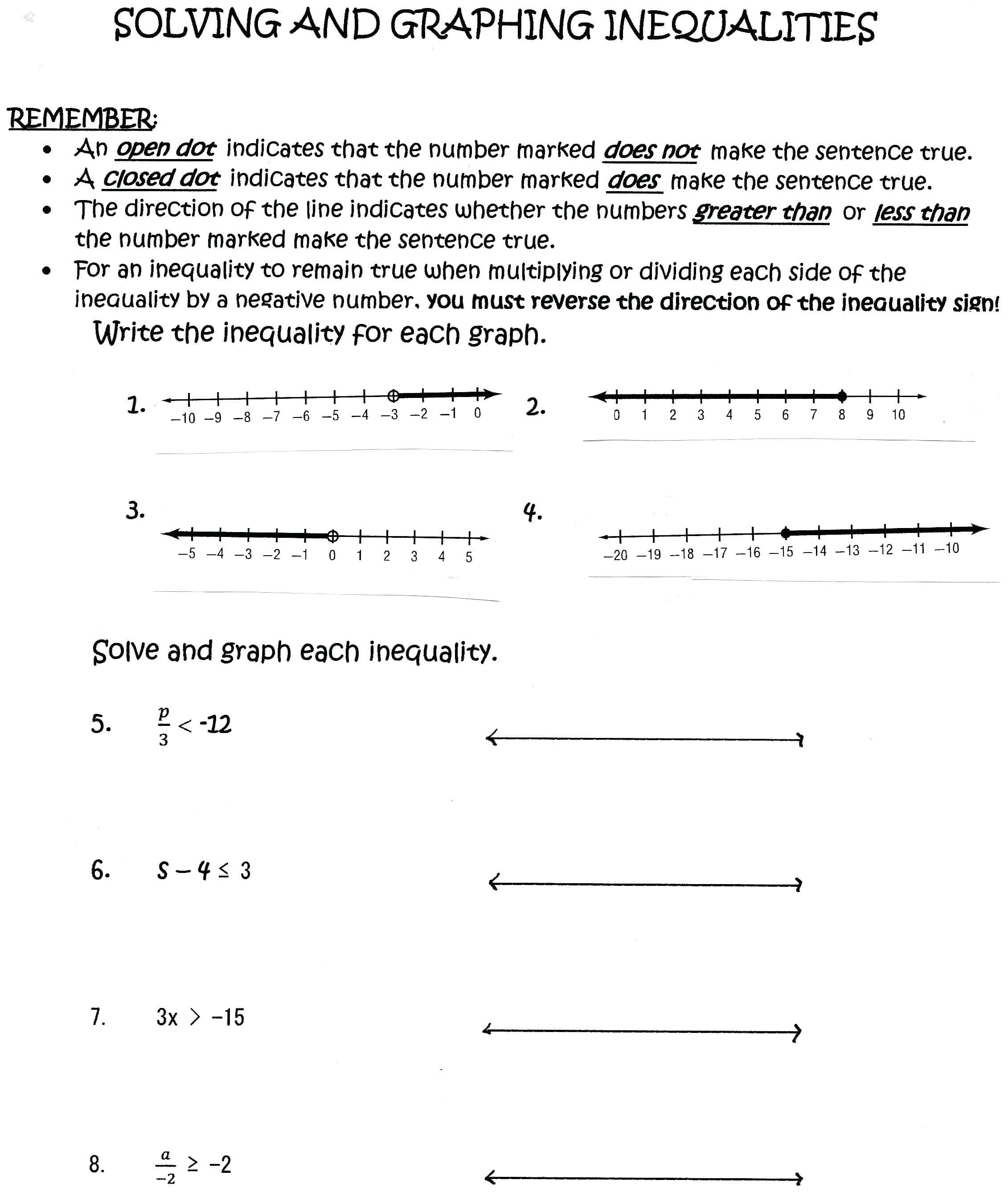 Solve Inequalities Worksheet Math Grade 9 Math Problems For Db excel