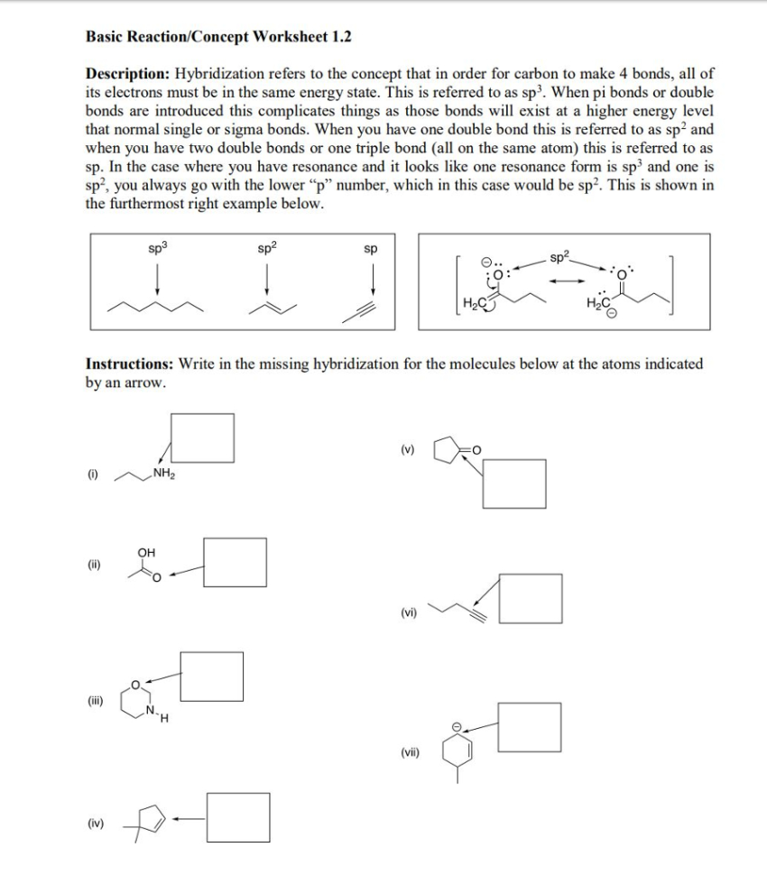 Solved Basic Reactionconcept Worksheet 12 Description