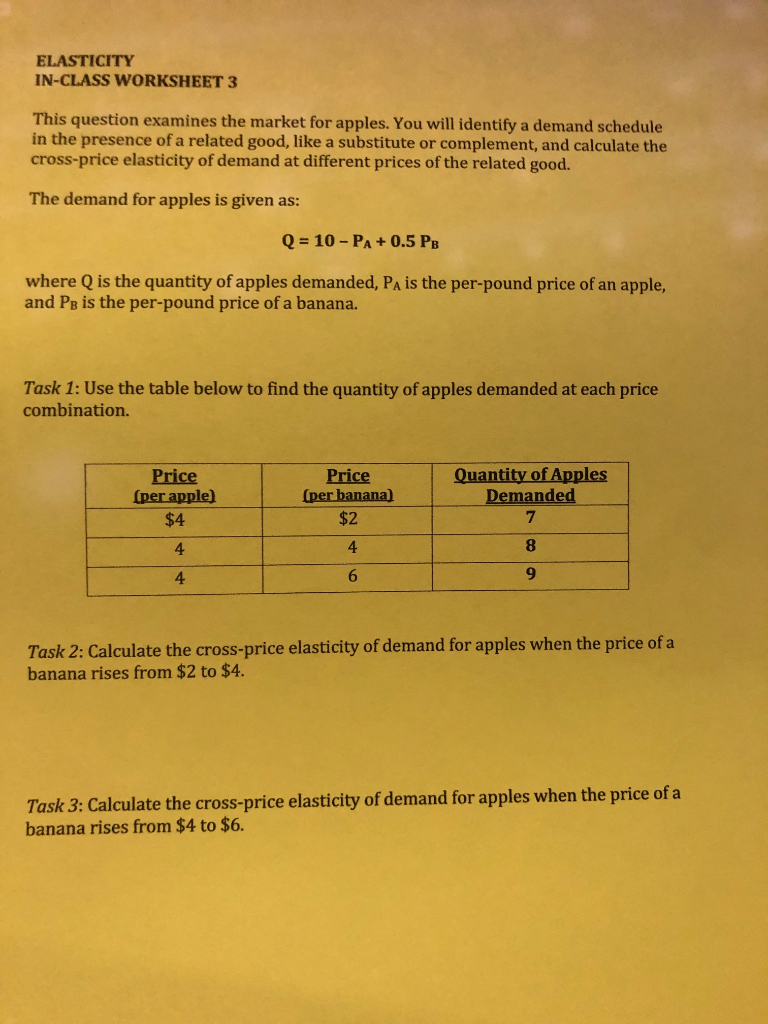 Solved Elasticity In Class Worksheet 3 This Question Exam