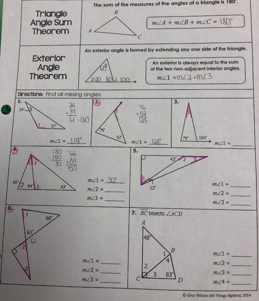 Triangle Angle Sum Worksheet Answer Key — db-excel.com