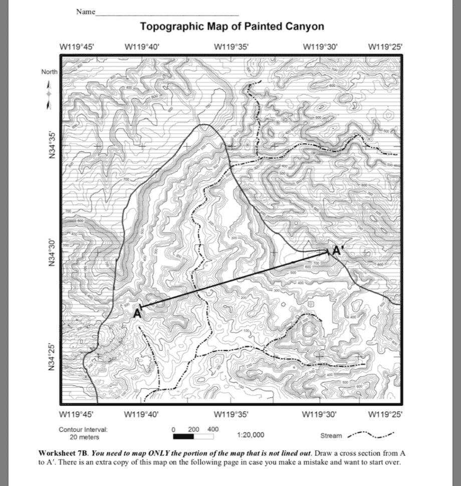Solved Name Topographic Map Of Painted Canyon W119 45 W11