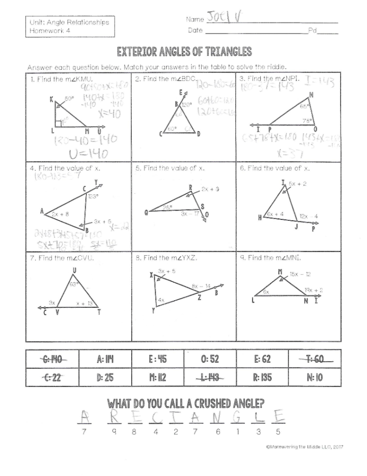 Angle Relationships Worksheet Answers | db-excel.com