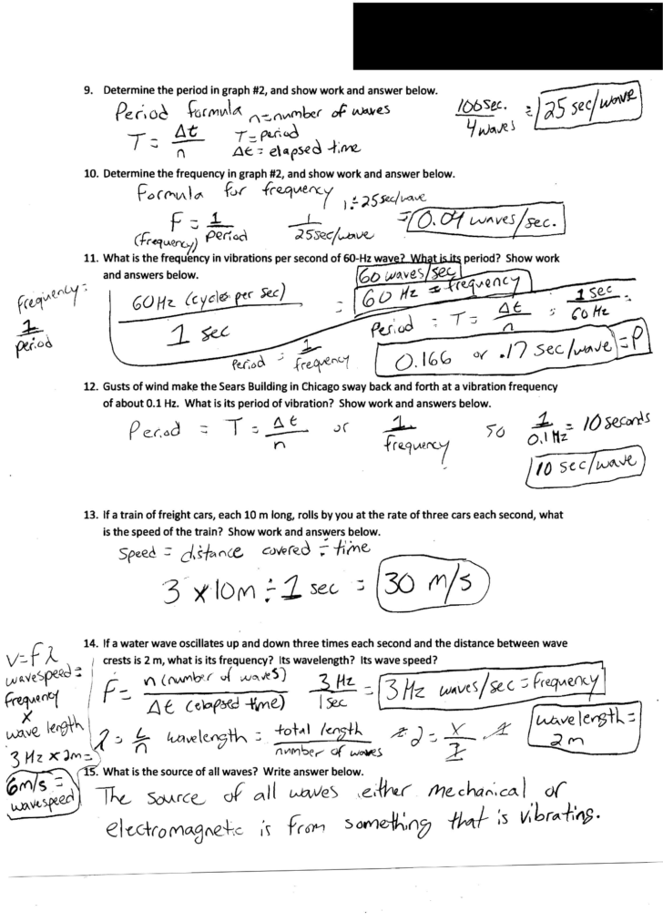 Waves Sound And Light Worksheet Answer Key