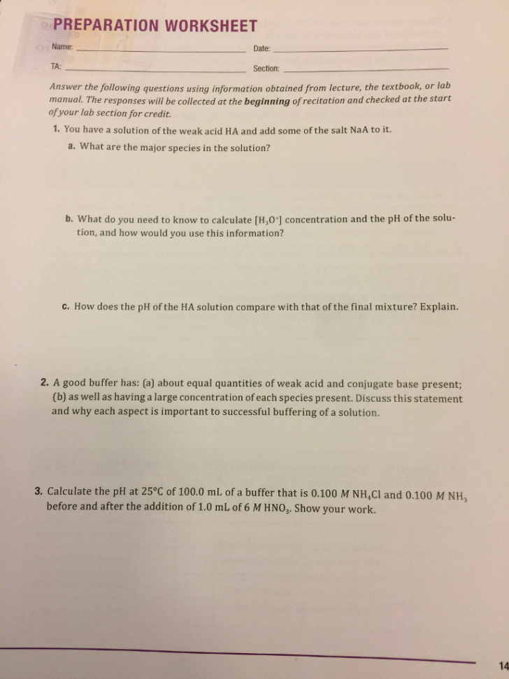 Solved Preparation Worksheet Name Ta Date Section Ans