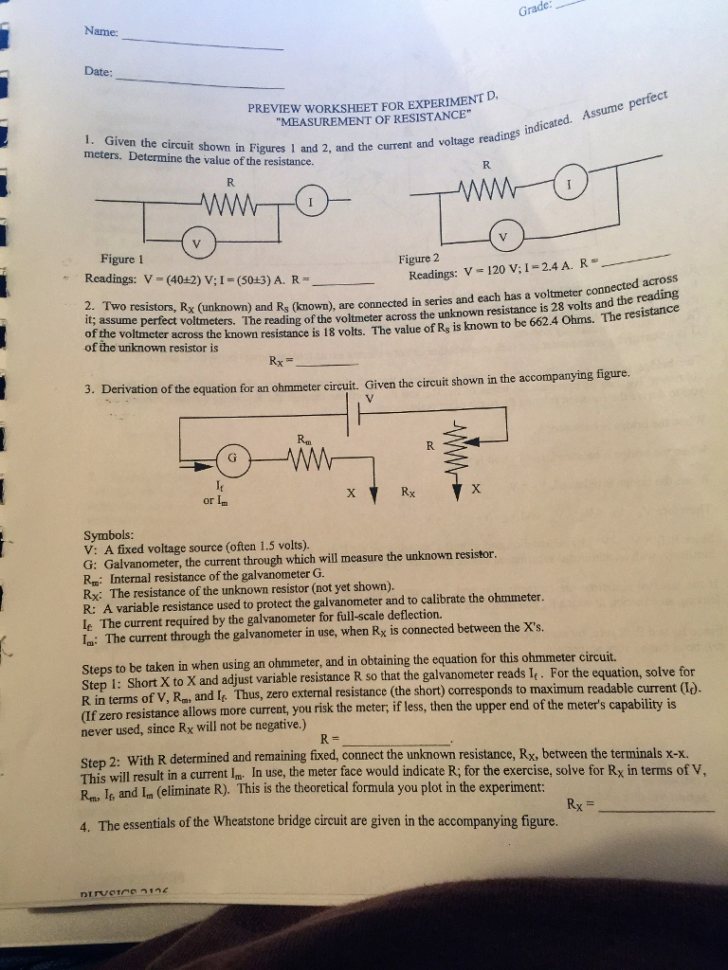 Solved Preview Worksheet For Experiment D "measurement O