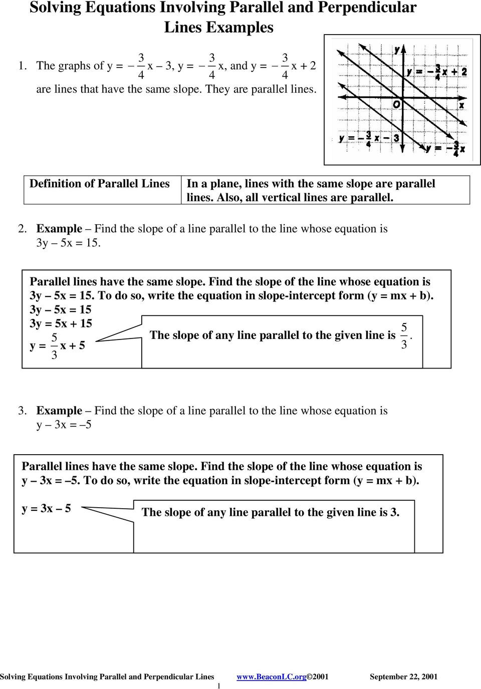 Equations of Parallel and Perpendicular Lines Inquiry 