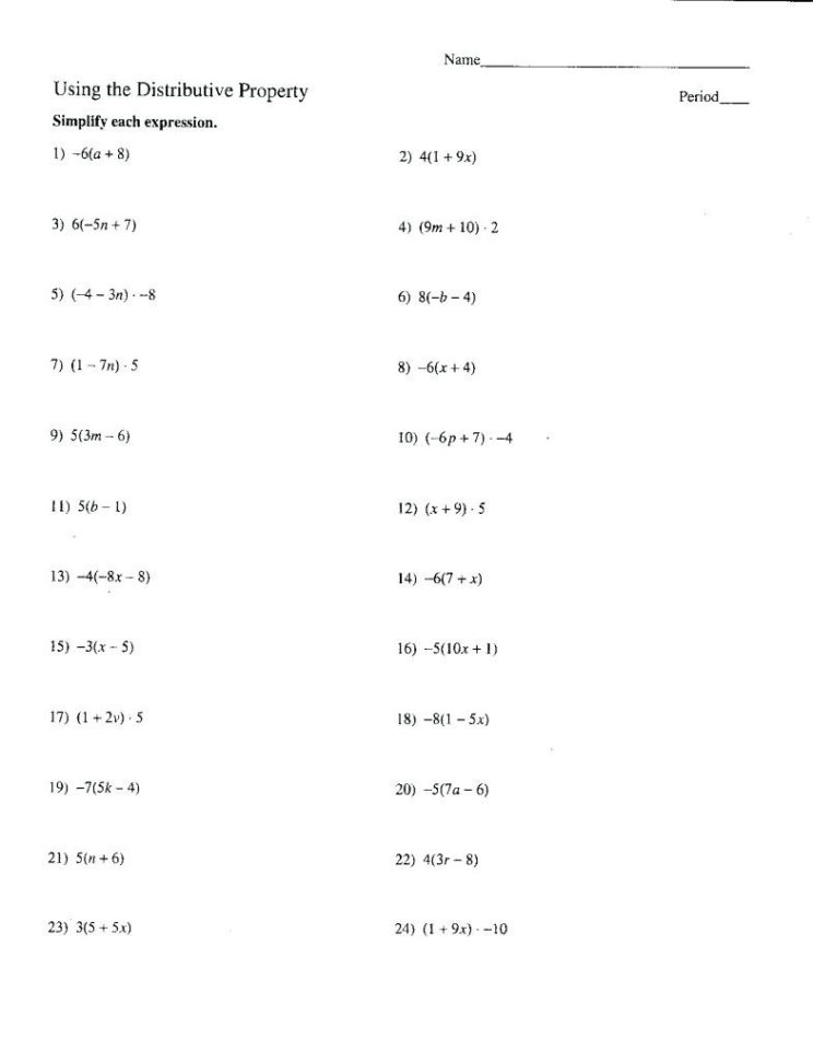 Solving Equations Using The Distributive Property Math