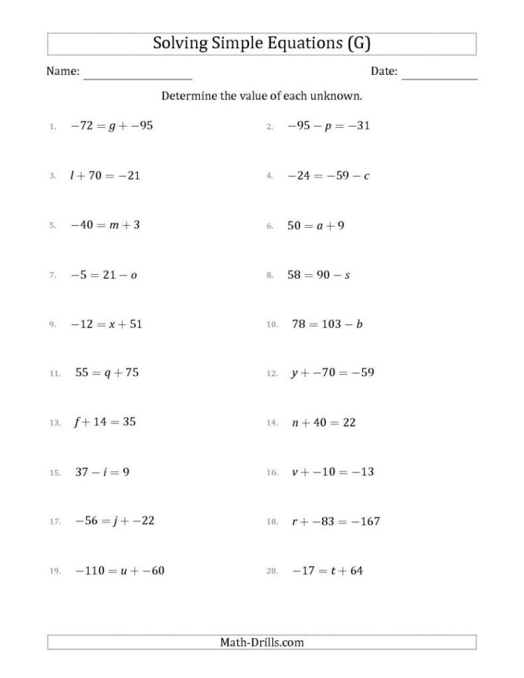 Solving Equations With Variables On Both Sides Worksheet
