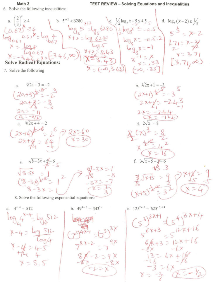 algebra 1 unit exponential functions homework answer key