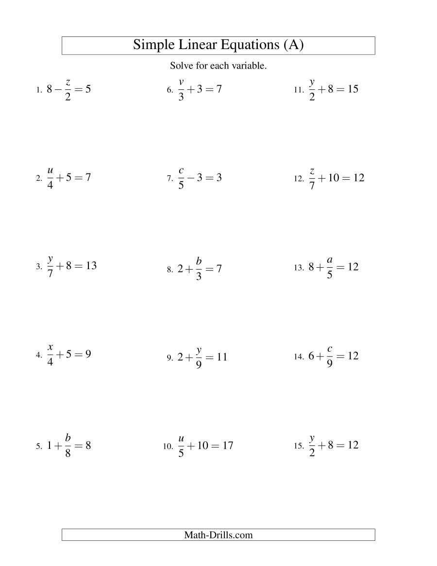 Solving Linear Equations  Form Xa ± B  C A