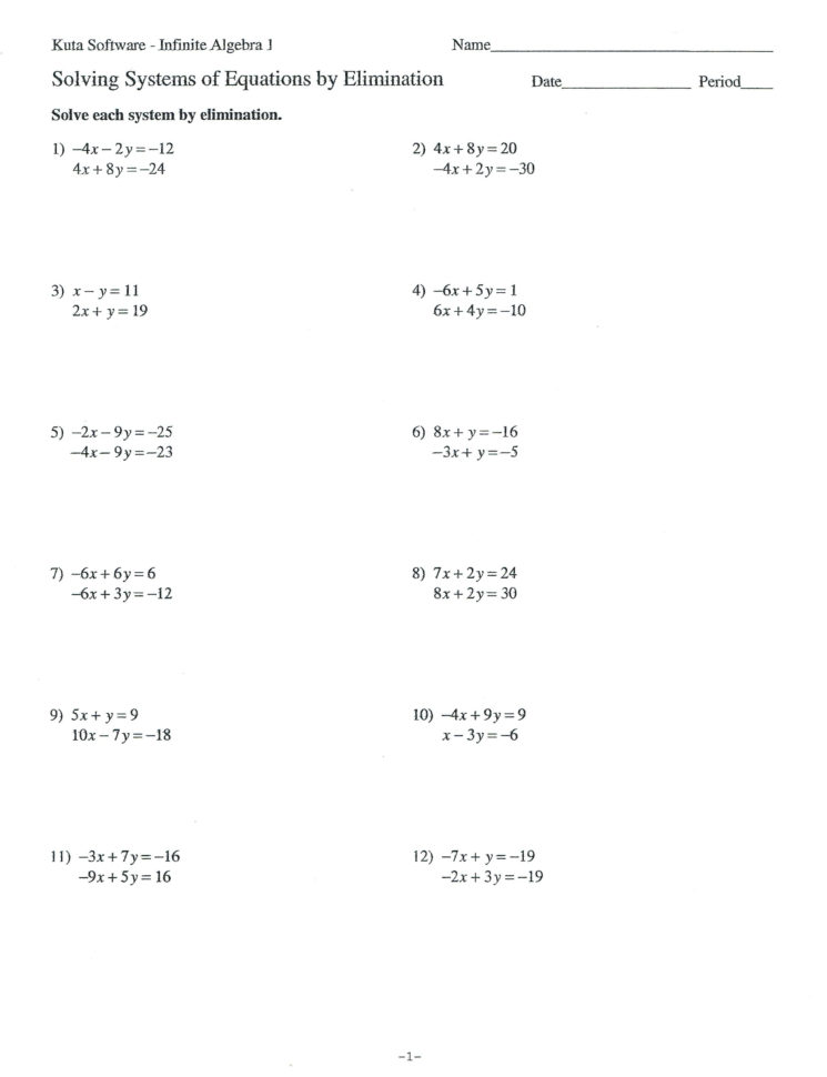 Solving Linear Equations Using Elimination Math Solving