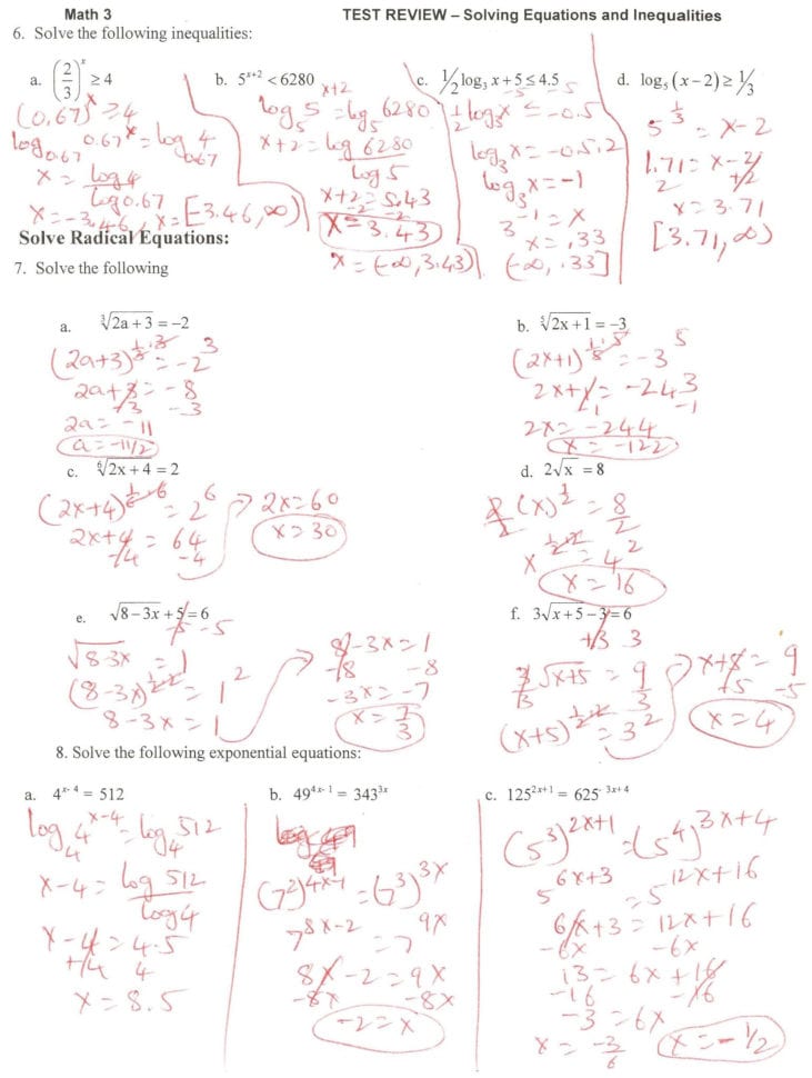 Logarithmic Equations Worksheet With Answers — db-excel.com