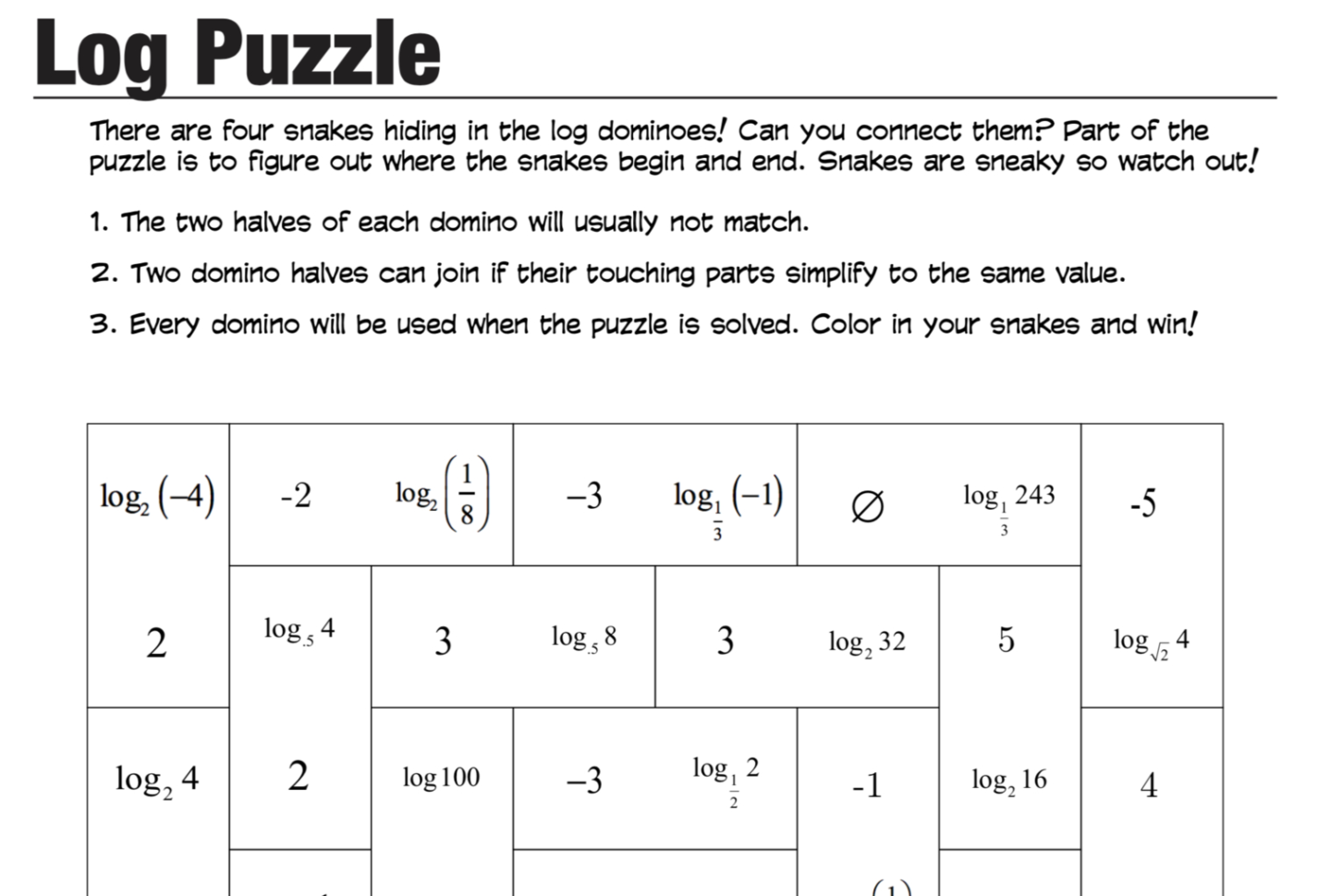 Solving Log Equations Worksheet Key Puzzle Mdash Roybot Math
