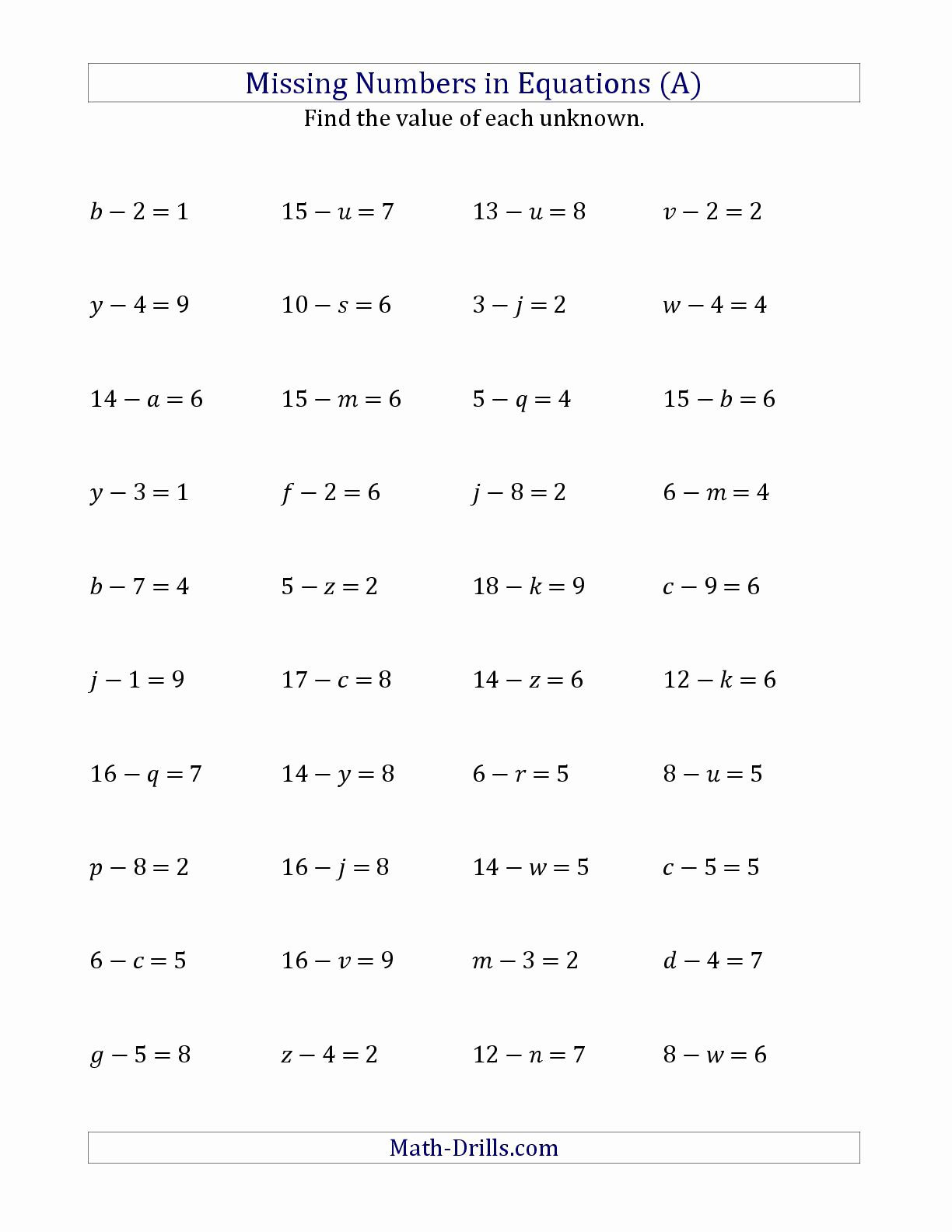 Solving Equations Multiplication And Division Worksheets