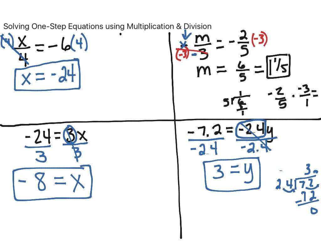 One Step Multiplication Equation Worksheets