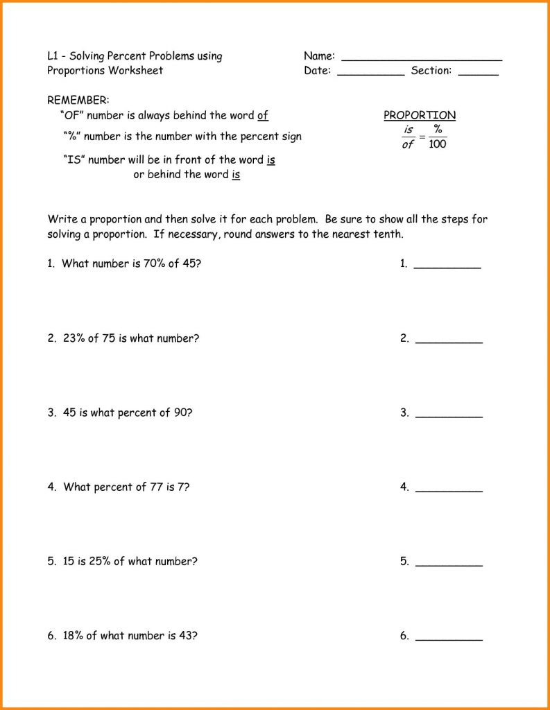 problem solving proportions worksheet