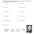 Solving Quadraticsquadratic Formula Worksheet Math 4
