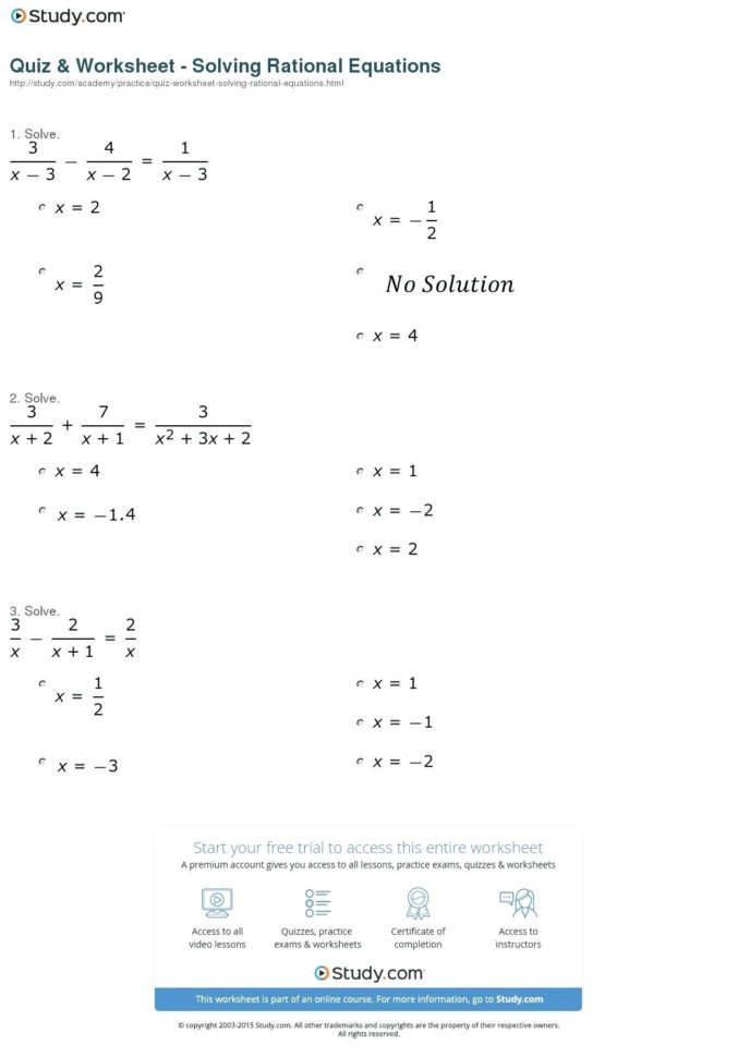 Solving Rational Expressions Worksheet Math Solving Rational