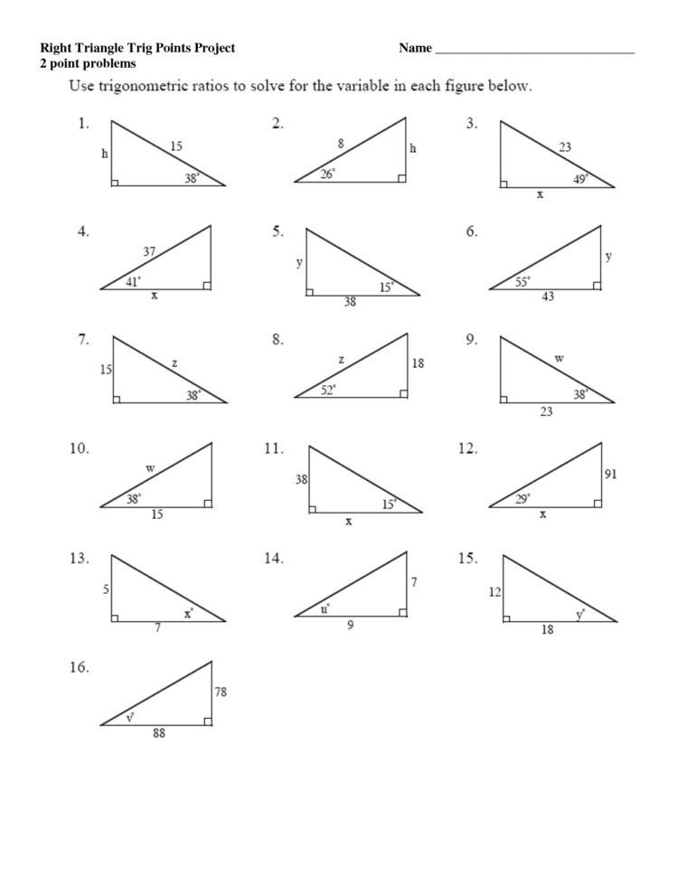 Trigonometry Ratios In Right Triangles Worksheet — db-excel.com