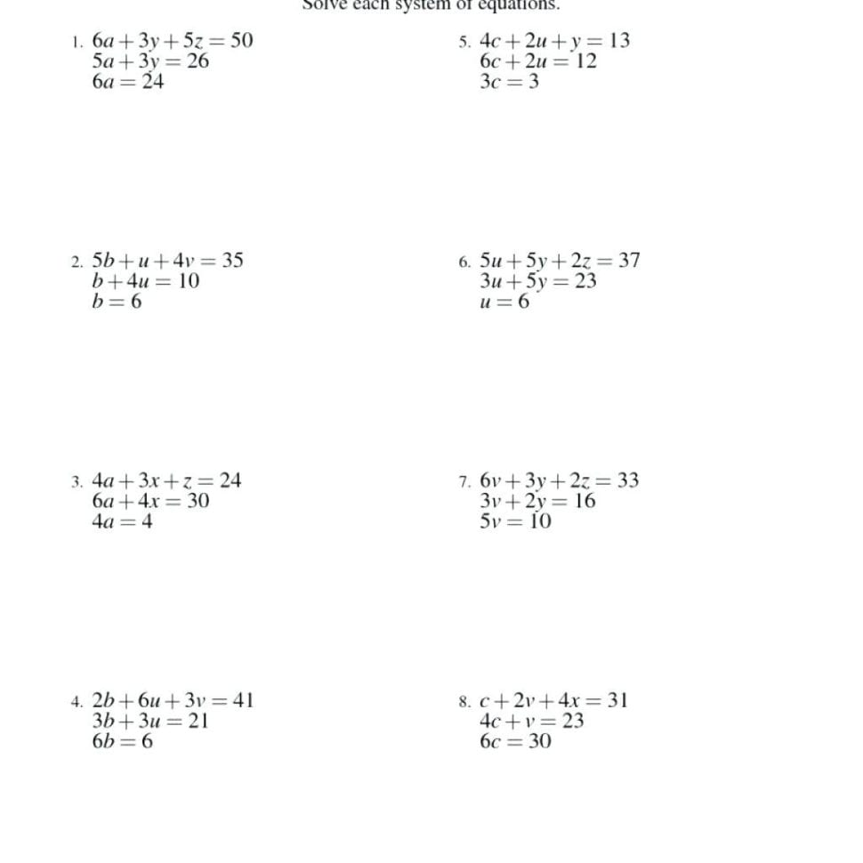 Solving Systems Of Equations Using Any Method Worksheet Math