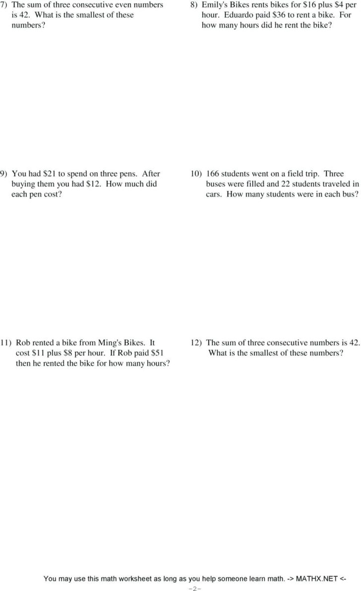 Systems Of Equations Worksheet Answers