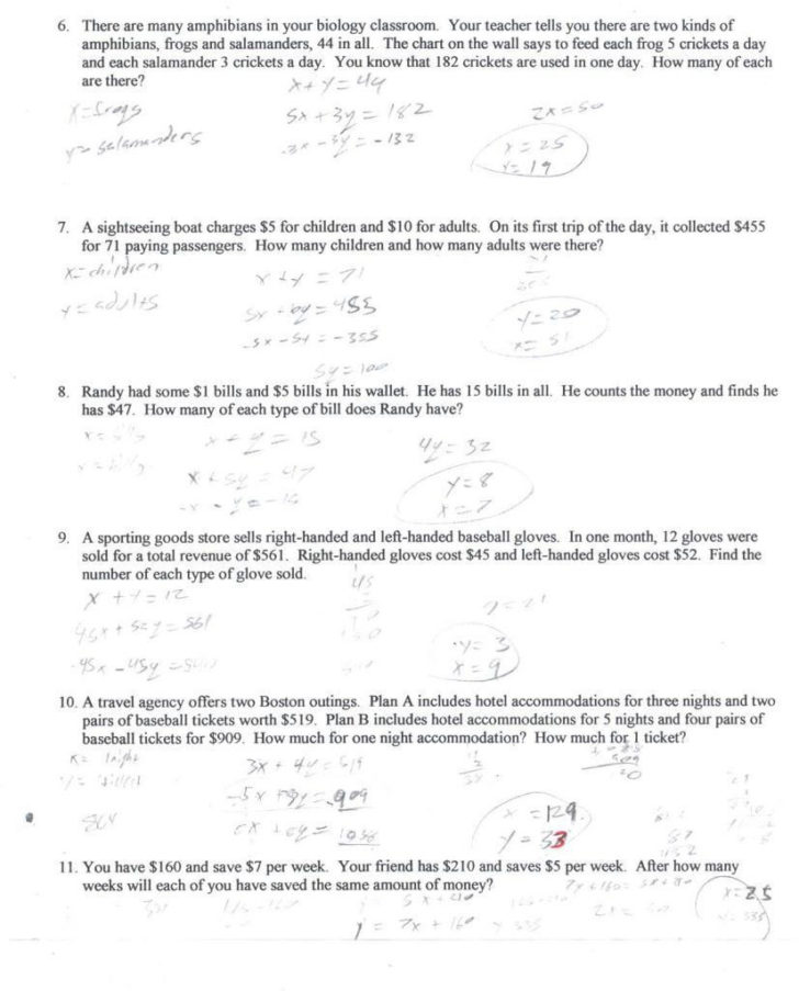 homework 6 systems word problems answers