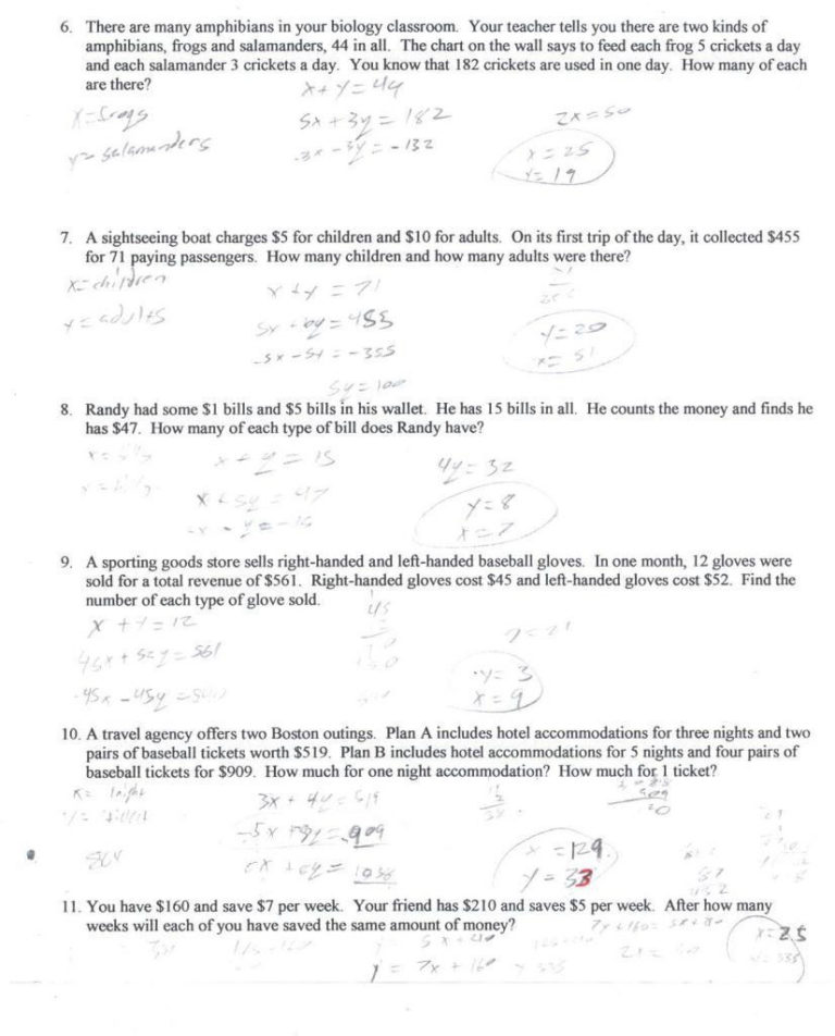 Solving Systems Of Equations Word Problems Worksheet Answers Db excel