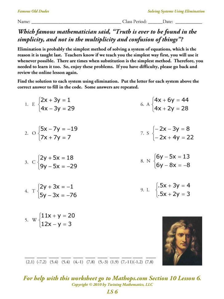 Solving Systems Of Linear Equations By Substitution Worksheet Db excel Solving systems of linear equations by substitution worksheet db excel