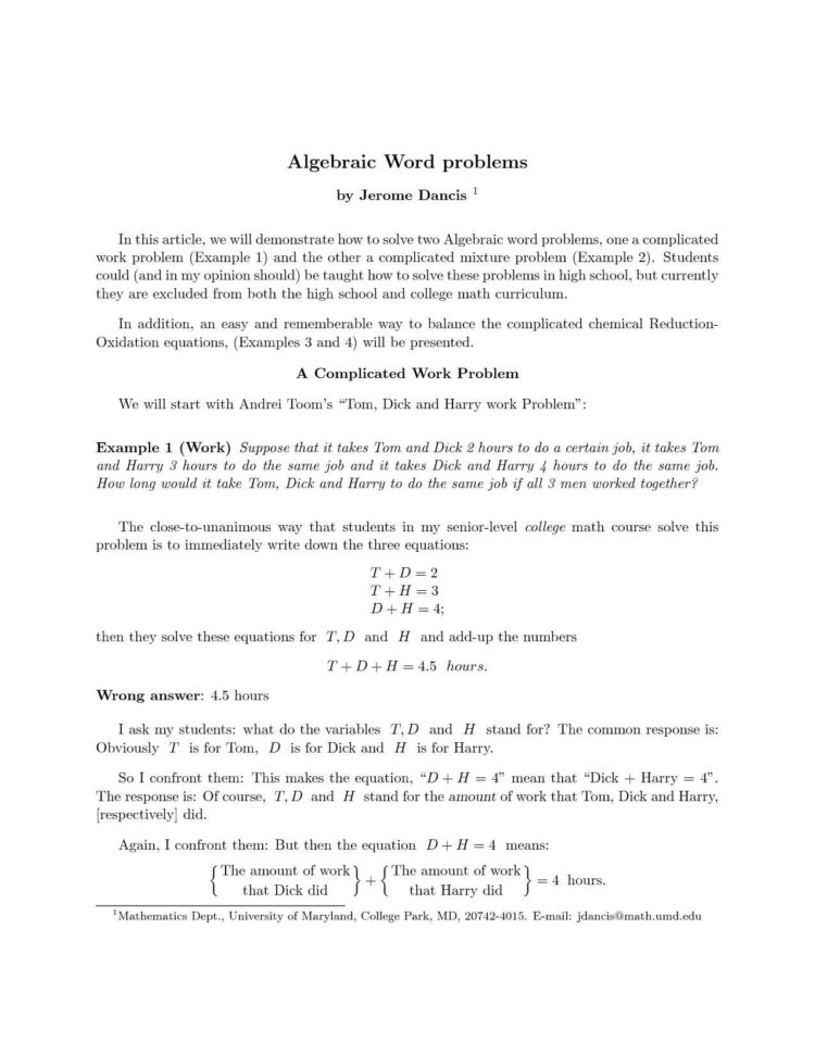 Solving Systems Of Equationssubstitution Worksheet 650