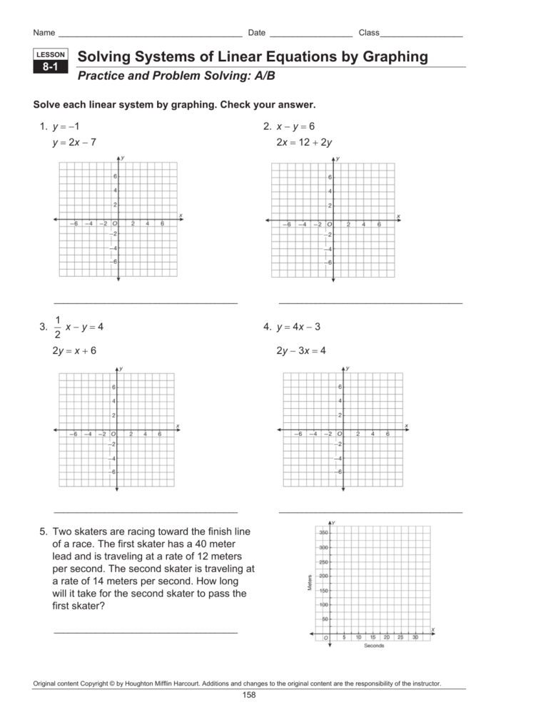 graphing linear equations unit systems of equations homework 1