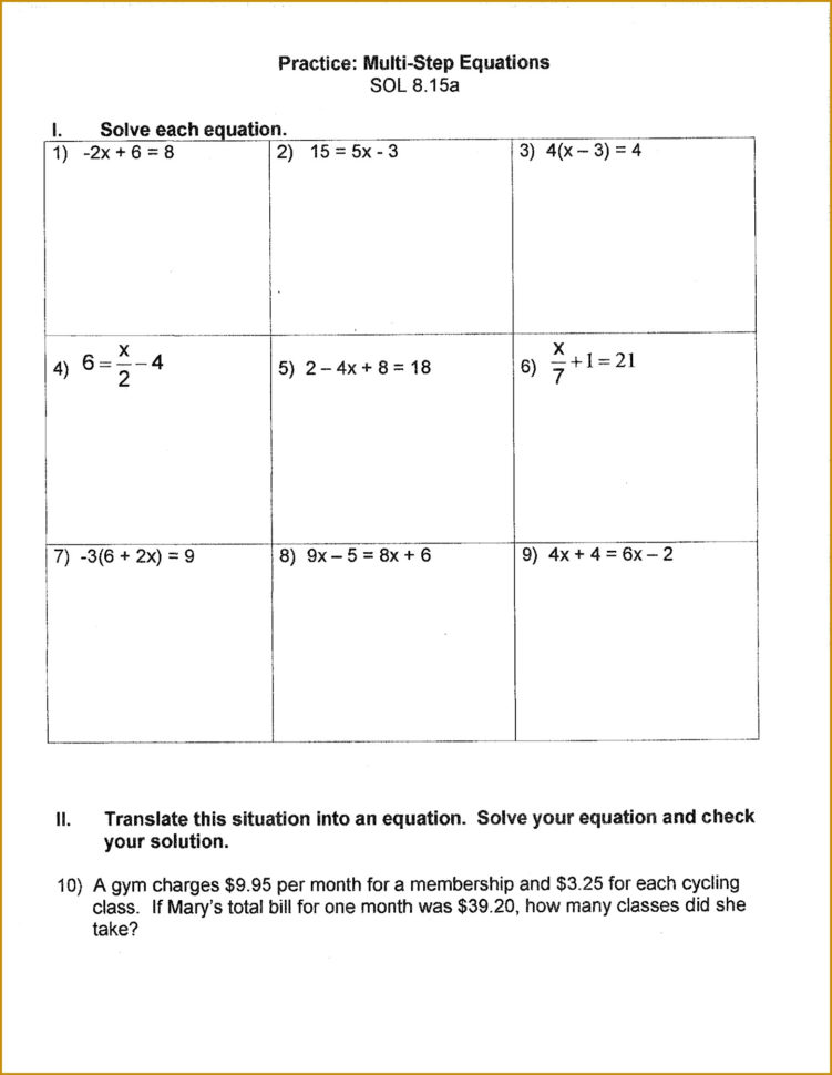 Solving Two Step Equations Worksheet Doc Free Worksheets — db-excel.com