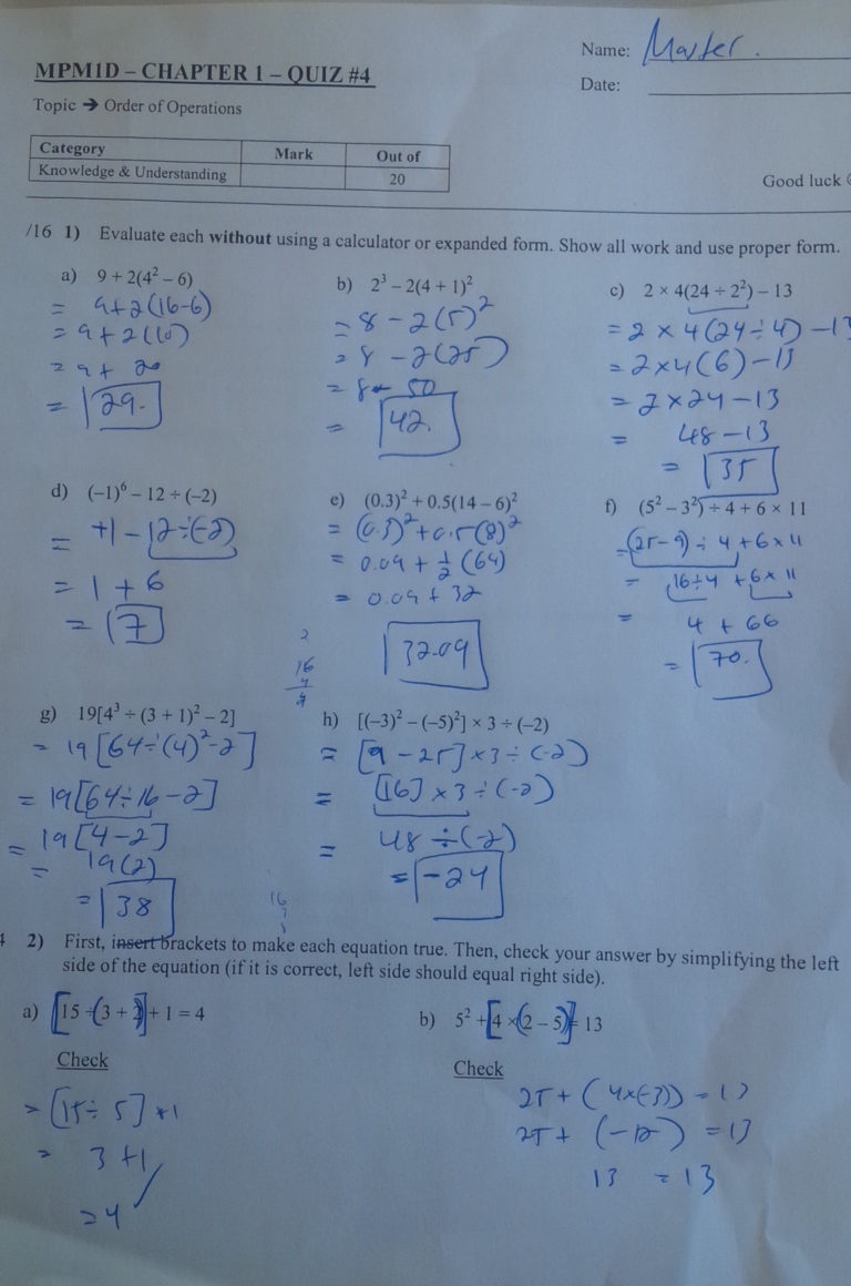 Quadratic Equation Worksheet With Answers