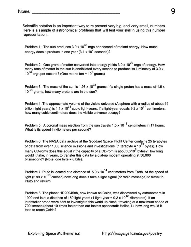 Space Math Ii  Problem 9 Applications Of Scientific