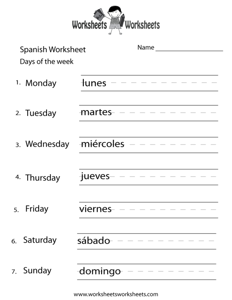 Spanish Days Of The Week Worksheet  Free Printable