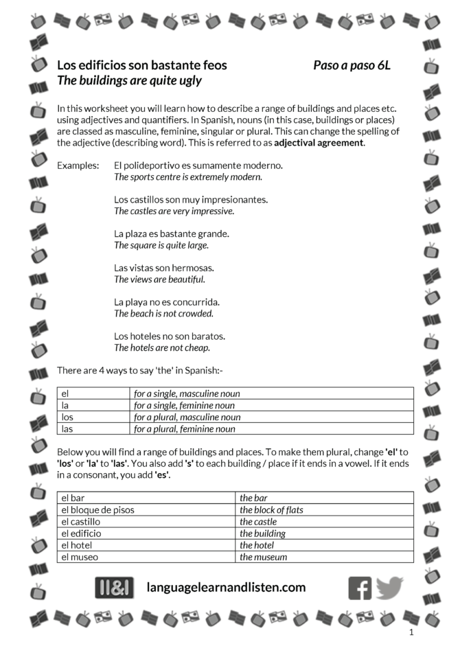 Spanish  Describing Buildings Adjectival Agreements  Los Edificios Son  Bastante Feos