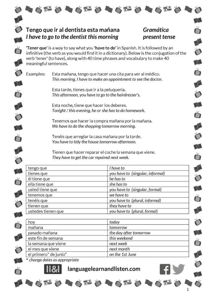 Tener Worksheet Spanish 1 Answers Tener Worksheet Spanish 1 Answers