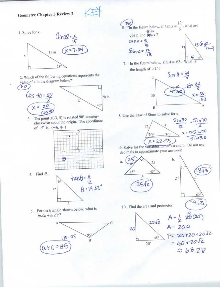 Special Right Triangles Worksheets With Answers