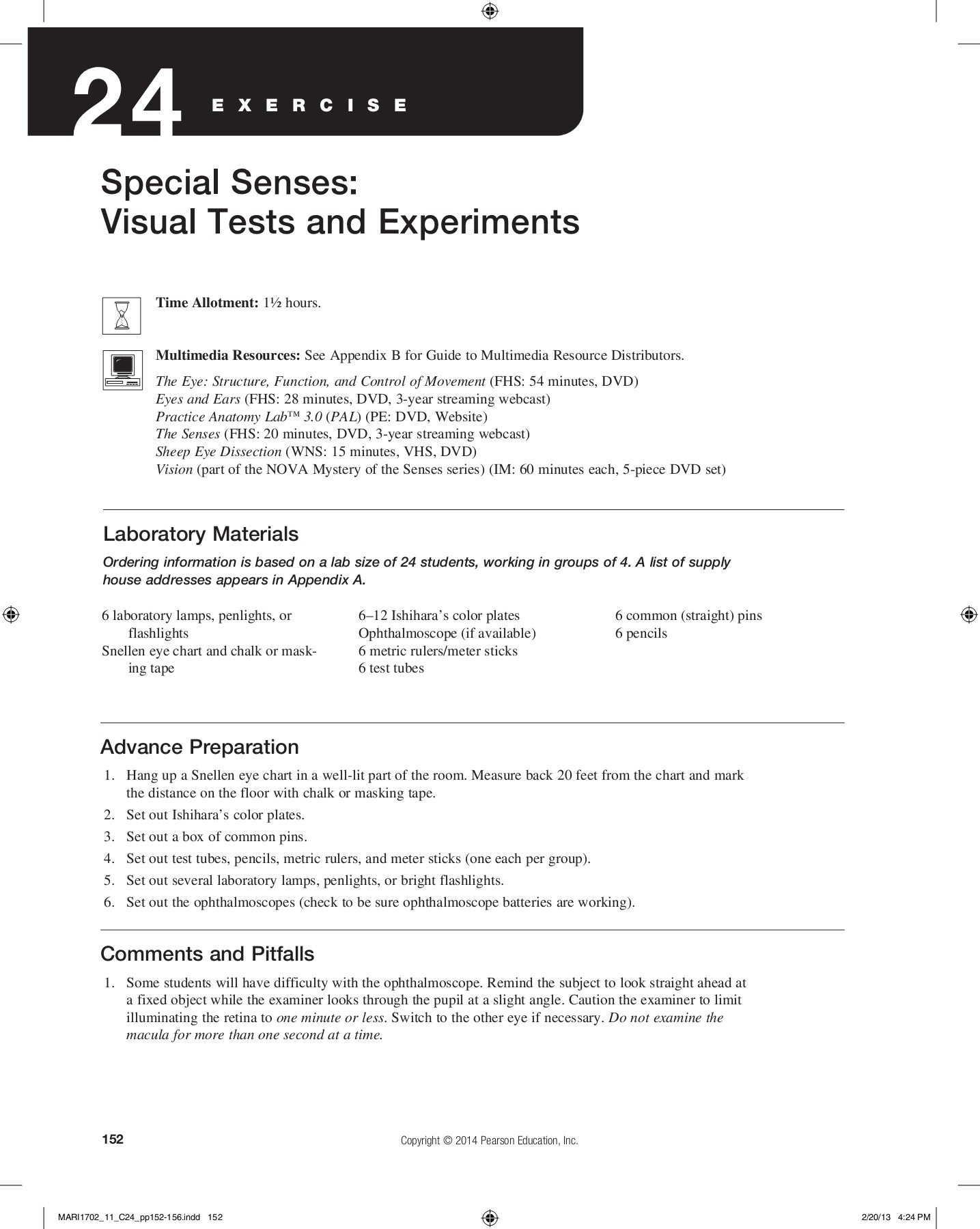 Special Senses Visual Tests And Experiments Pages 1  5