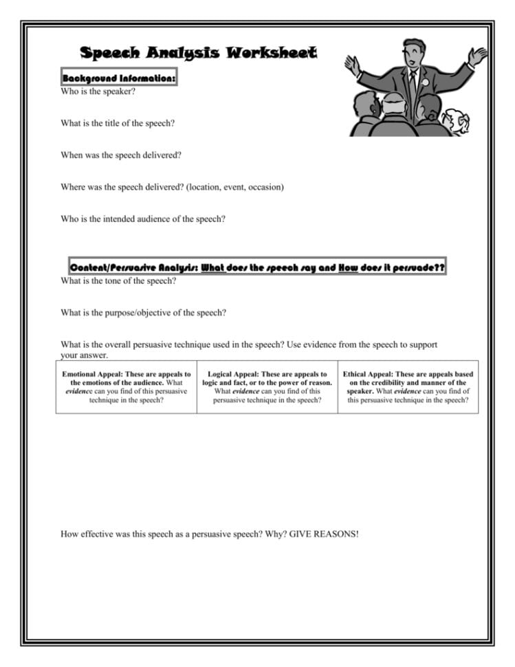 Speech Analysis Worksheet