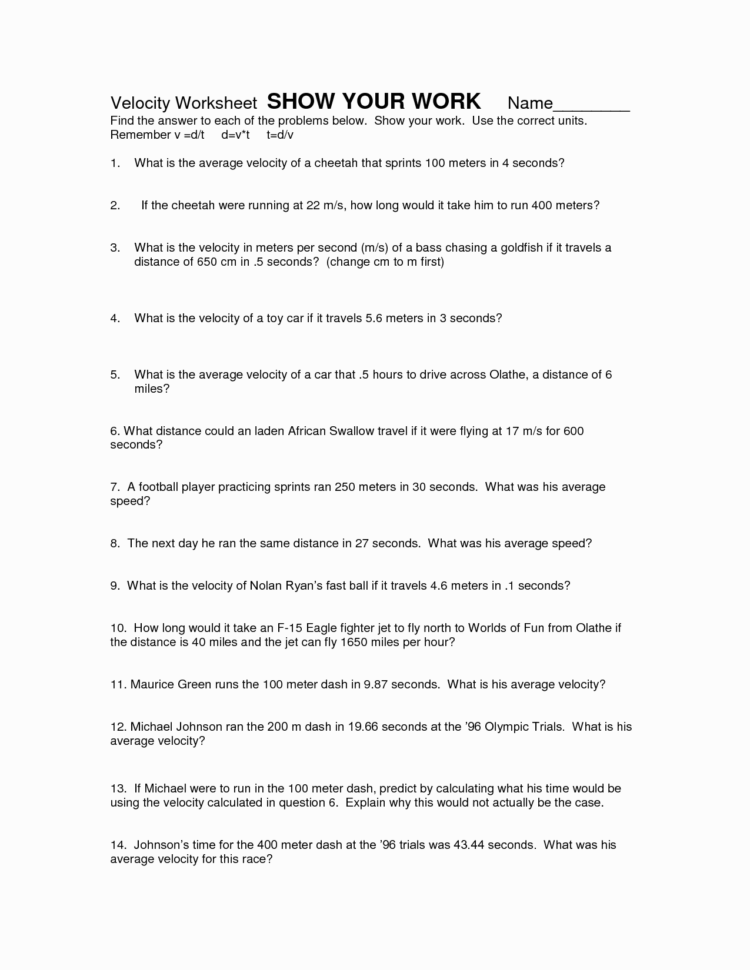 Speed And Velocity Packet Answers 14 Latest Tips You Can