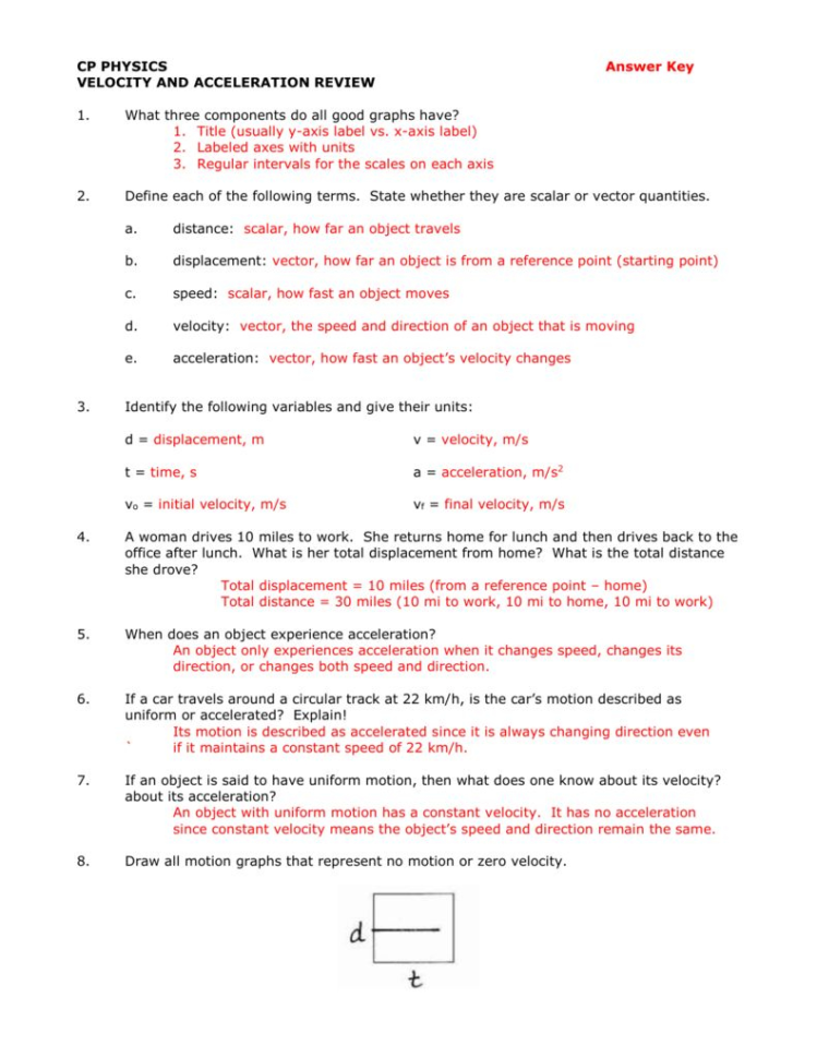 Speed Velocity And Acceleration Calculations Worksheet Answers Key Db excel
